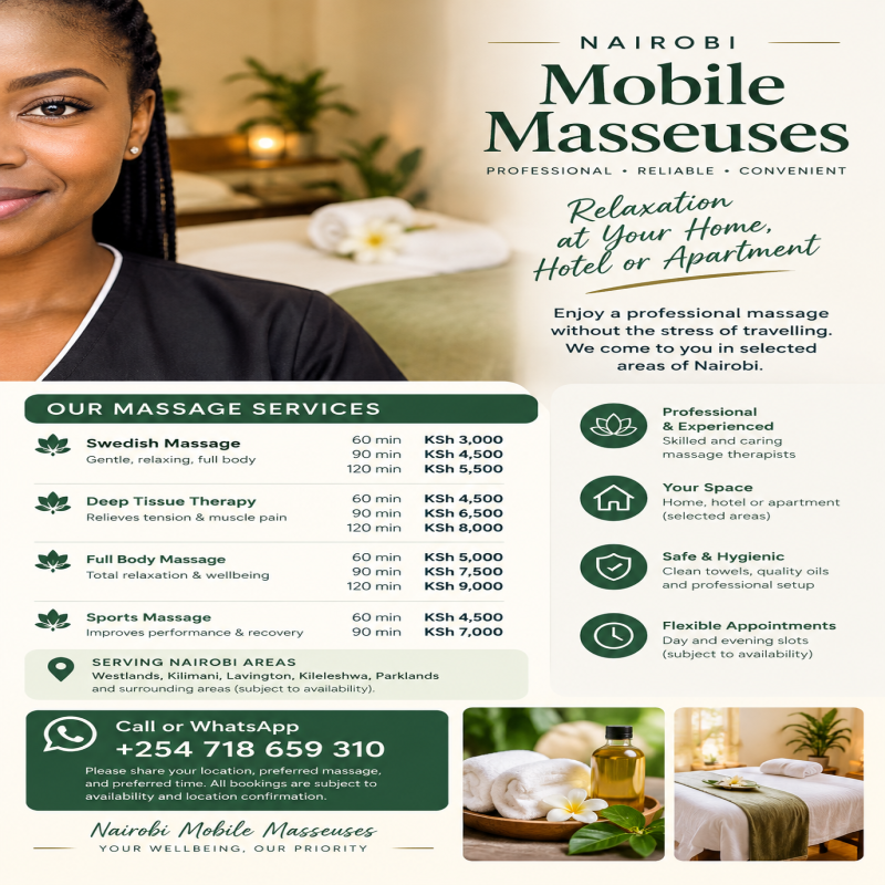 Professional Mobile Massage In Nairobi +254718659310 by Maureen Davis (Hair & Beauty)