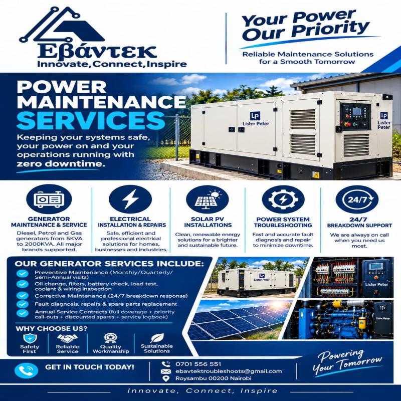 Generator maintenance and servicing by Εvans Omollo in nairobi (Electrical)